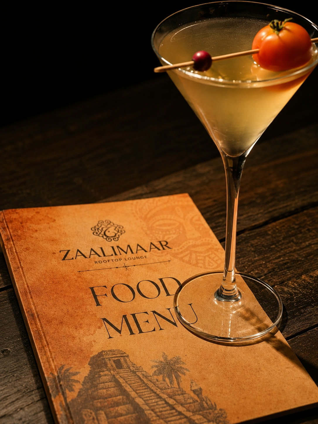 Zaalimaar cocktail beside the food menu
